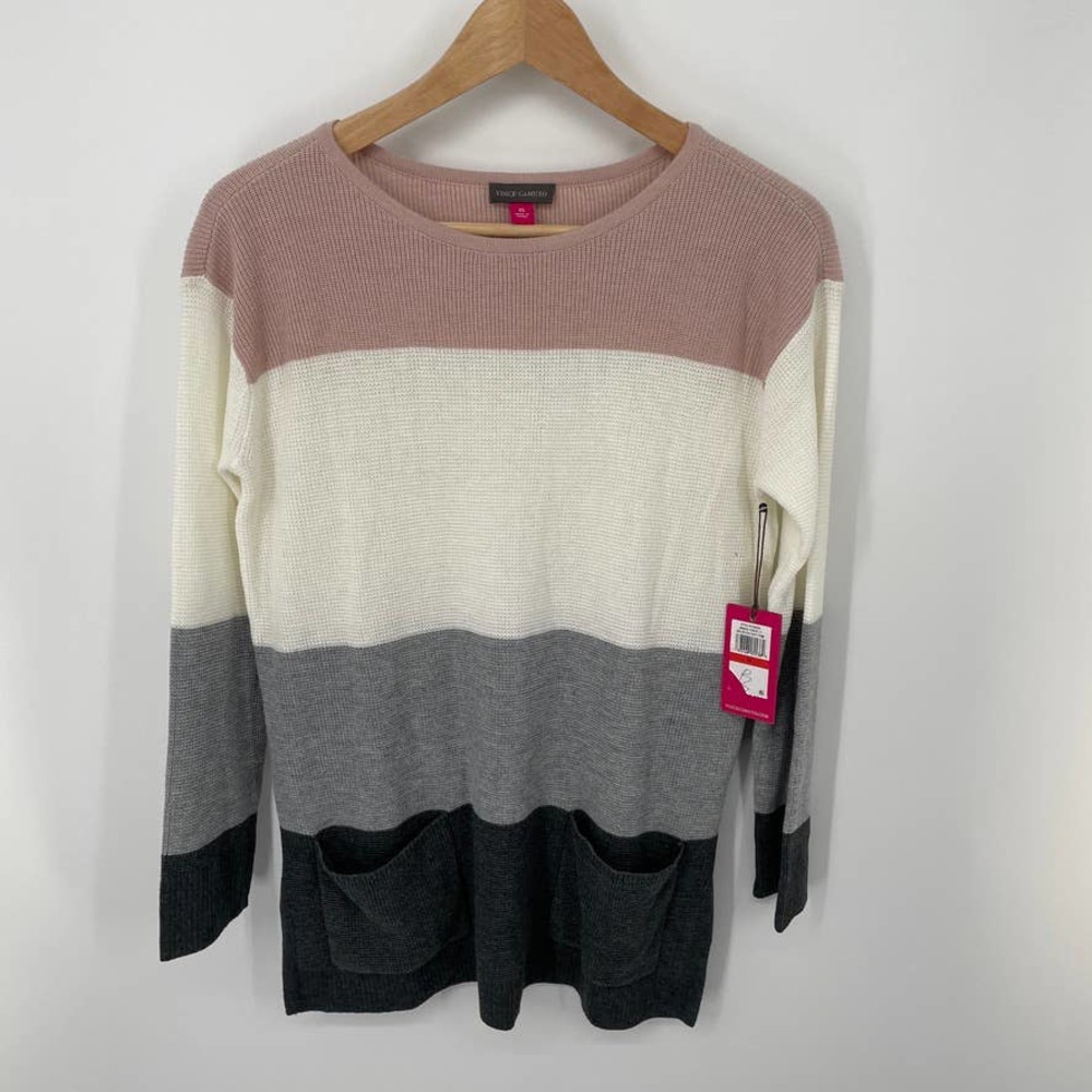 VInce Camuto Coloblock Patch Pocket Sweater XS